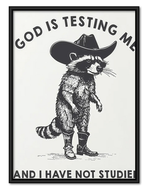 God Is Testing Me Raccoon Wall Art