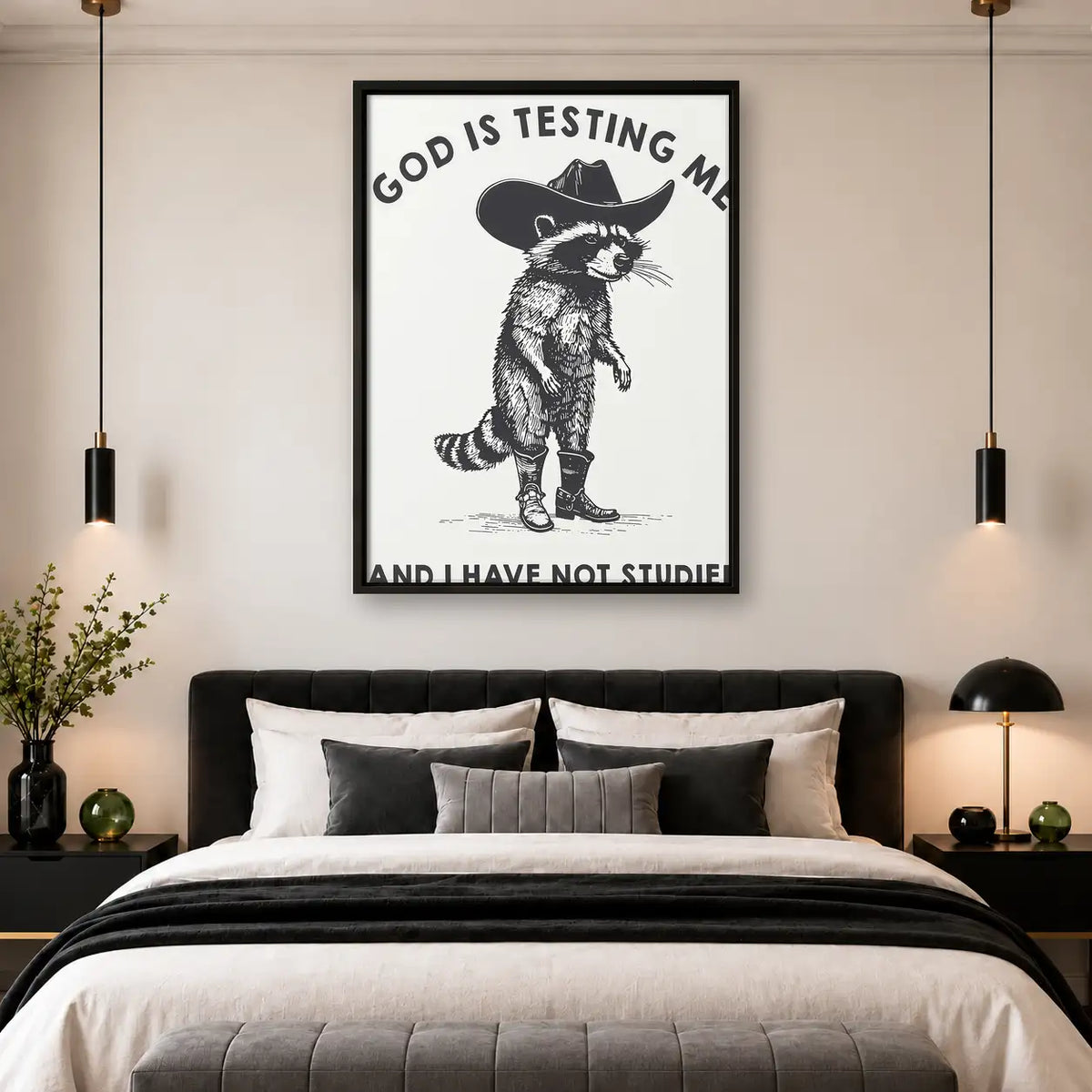 God Is Testing Me Raccoon Wall Art 4