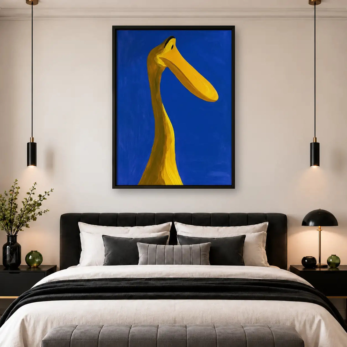 Golden Horse Head on Blue Wall Art 4