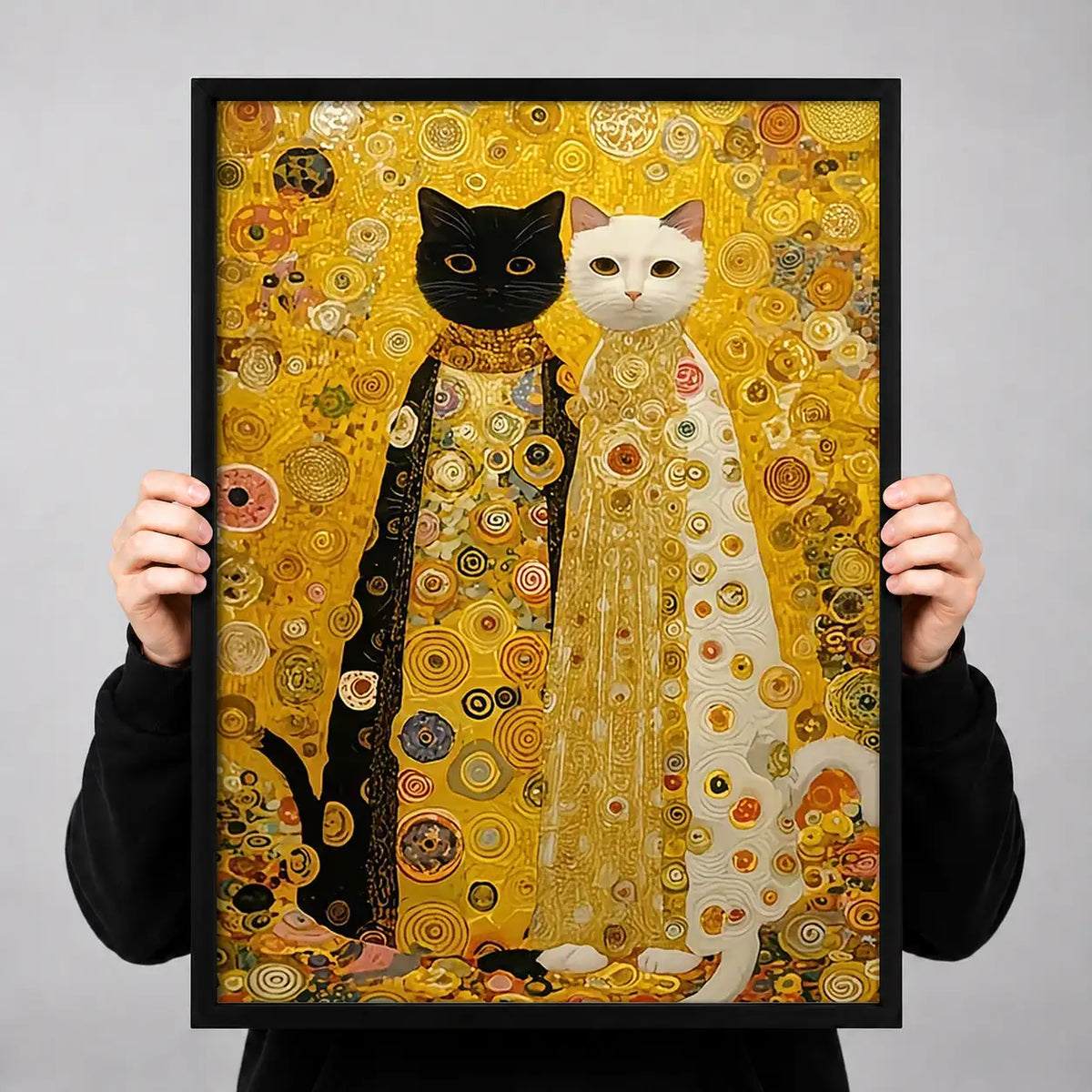 Golden Pattern Cat Pair Wall Art 3