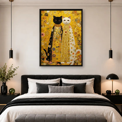 Golden Pattern Cat Pair Wall Art 4
