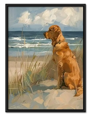 Golden Retriever by the Sea Wall Art