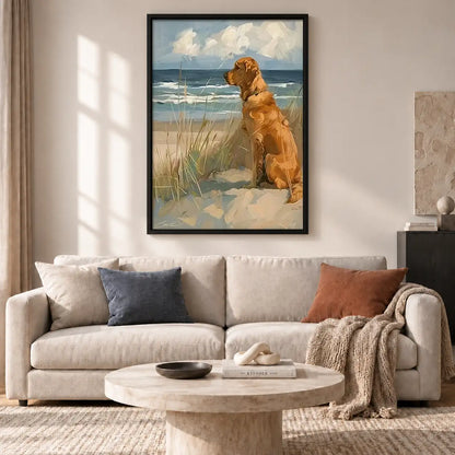 Golden Retriever by the Sea Wall Art 2