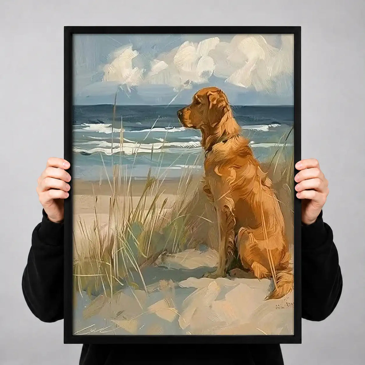 Golden Retriever by the Sea Wall Art 3
