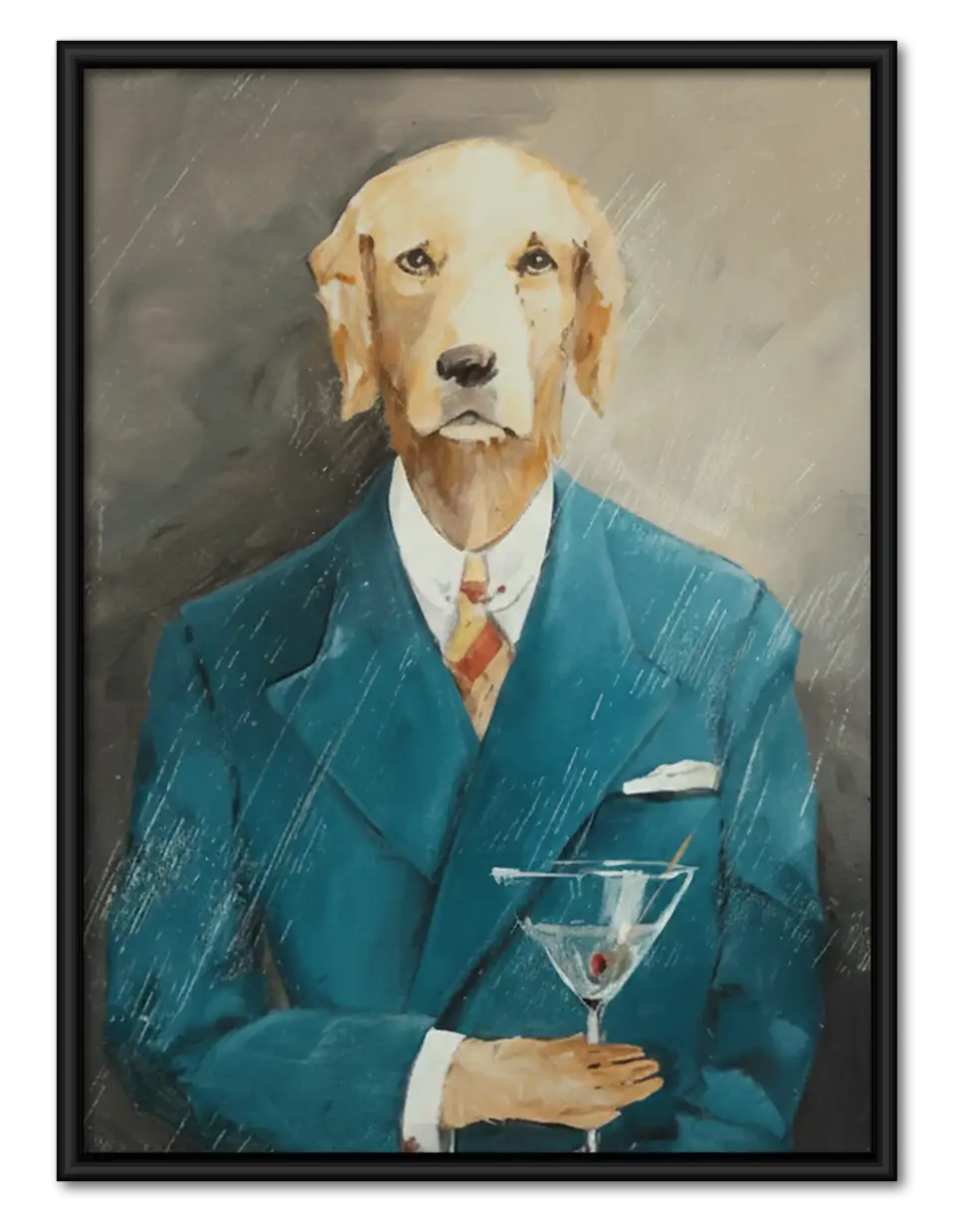Golden Retriever in Blue Suit Wall Art 1