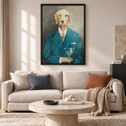 Golden Retriever in Blue Suit Wall Art 2