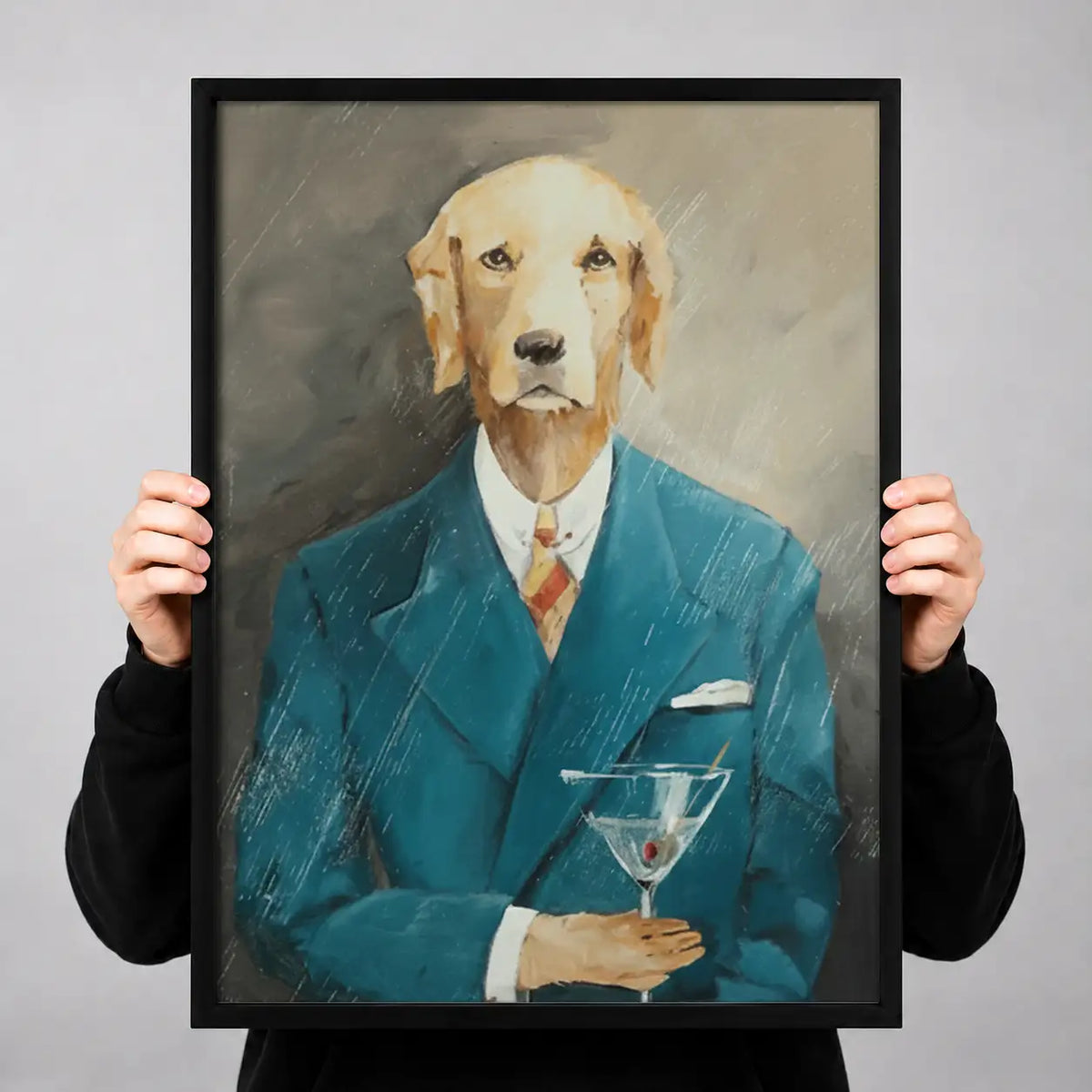 Golden Retriever in Blue Suit Wall Art 3