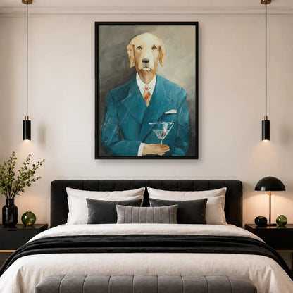 Golden Retriever in Blue Suit Wall Art 4