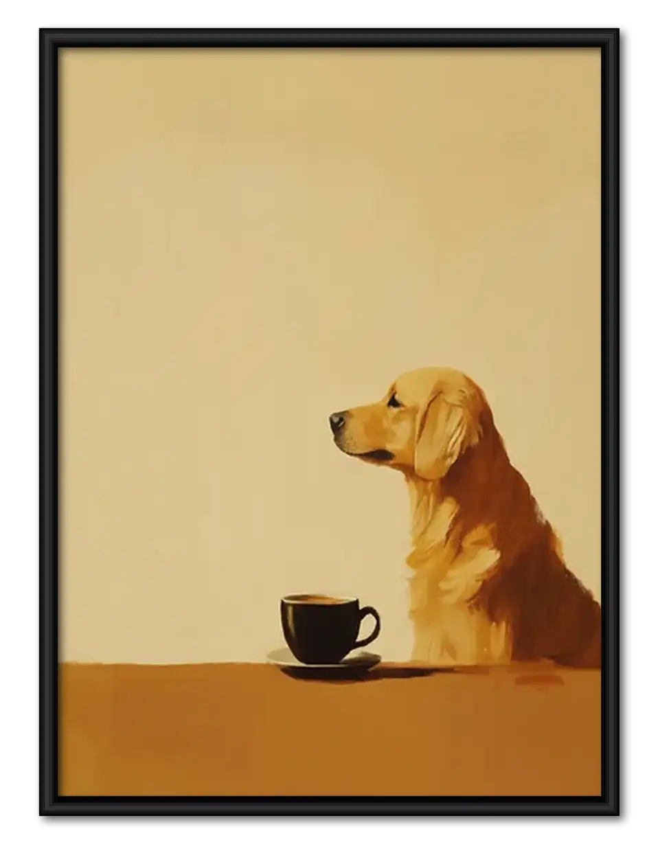 Golden Retriever Waiting for Coffee Wall Art 1