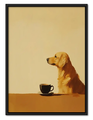 Golden Retriever Waiting for Coffee Wall Art