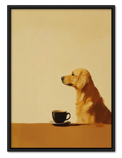 Golden Retriever Waiting for Coffee Wall Art