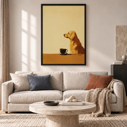 Golden Retriever Waiting for Coffee Wall Art 2