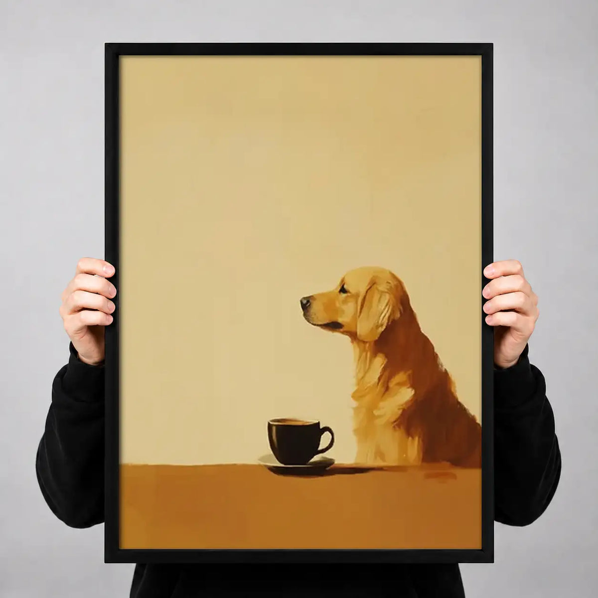 Golden Retriever Waiting for Coffee Wall Art 3