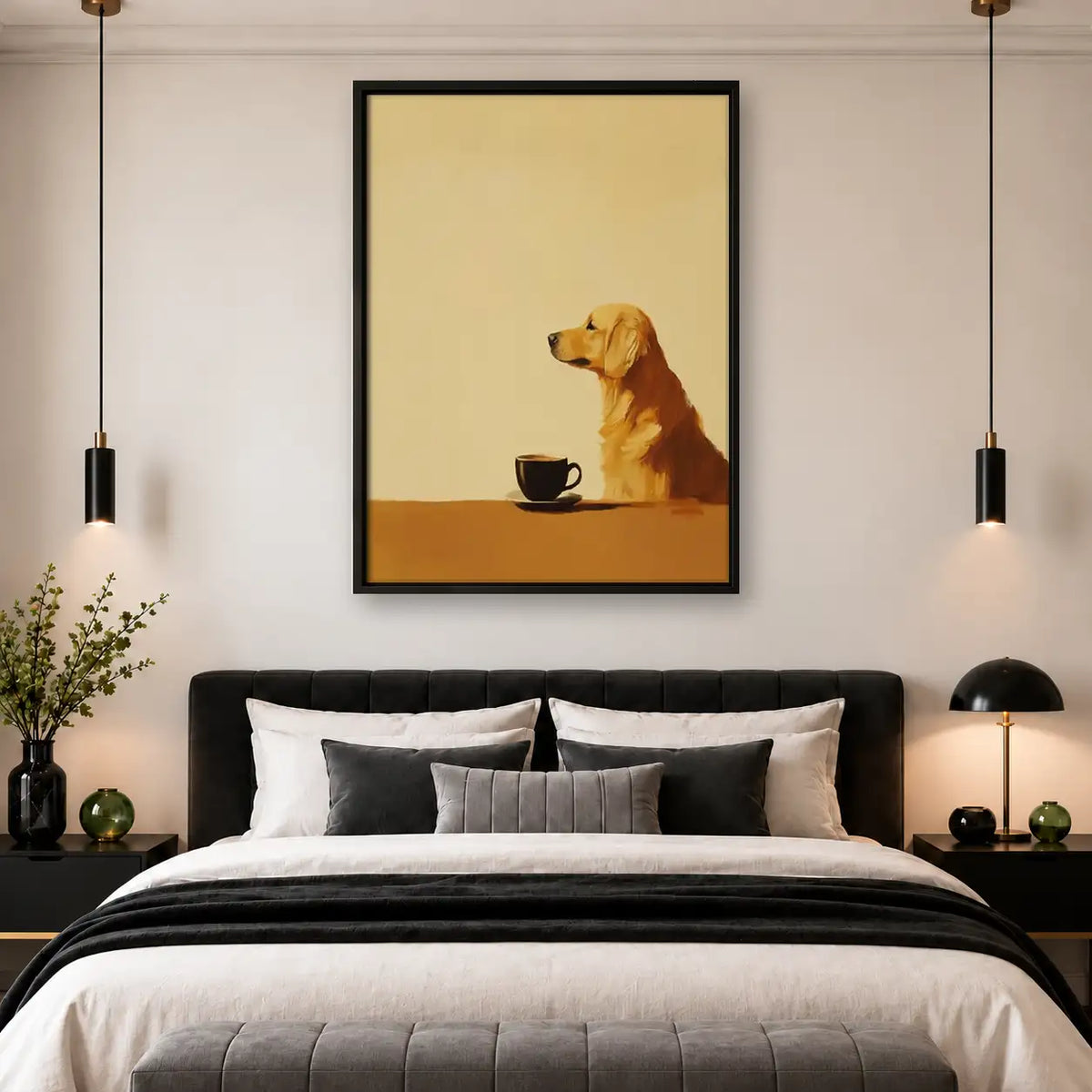 Golden Retriever Waiting for Coffee Wall Art 4