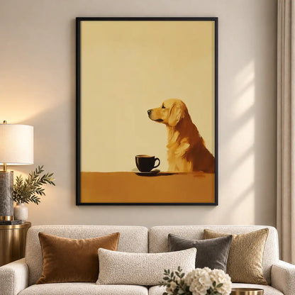 Golden Retriever Waiting for Coffee Wall Art 5