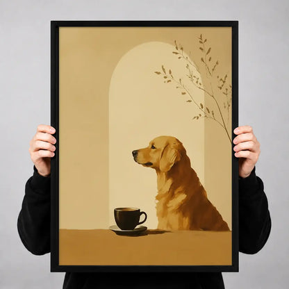 Golden Retriever with Coffee and Branch Wall Art 3