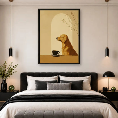 Golden Retriever with Coffee and Branch Wall Art 4