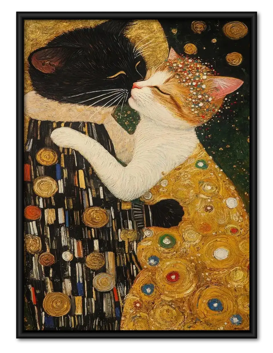 Golden Woman Holding Black Cat Wall Art 1