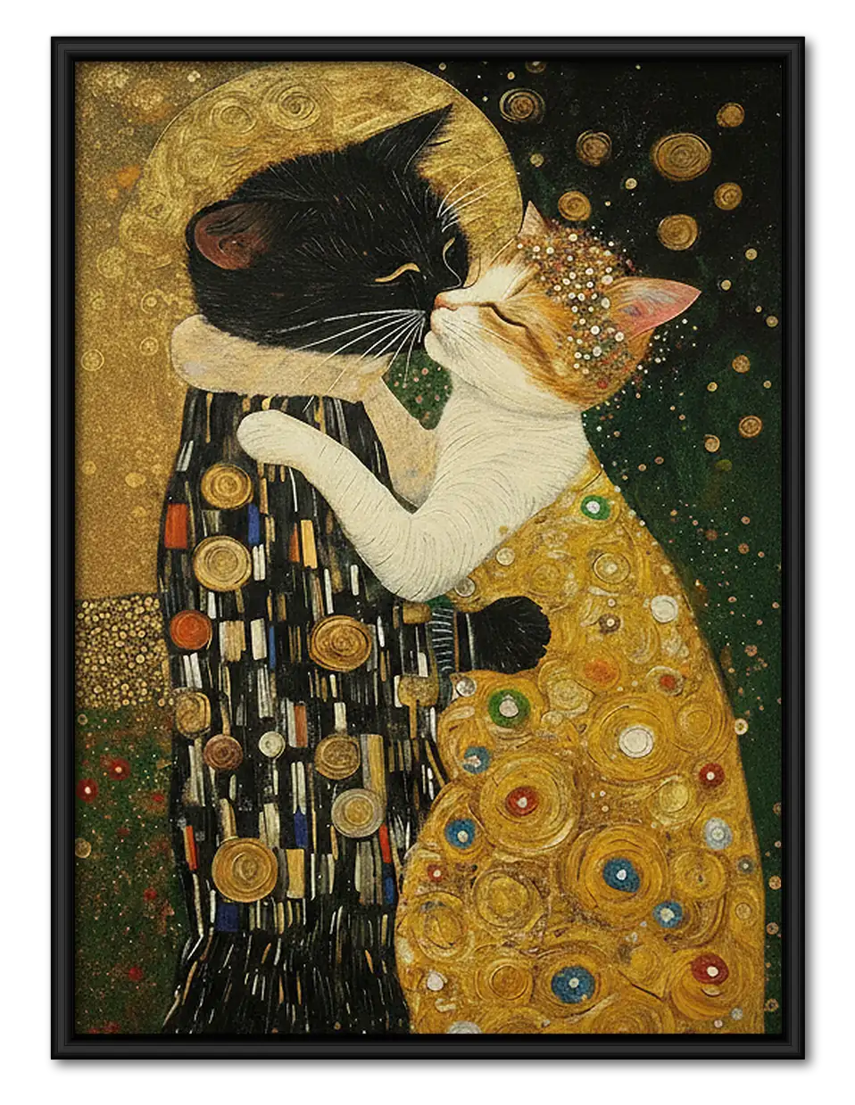 Golden Woman with Black Cat Wall Art 1