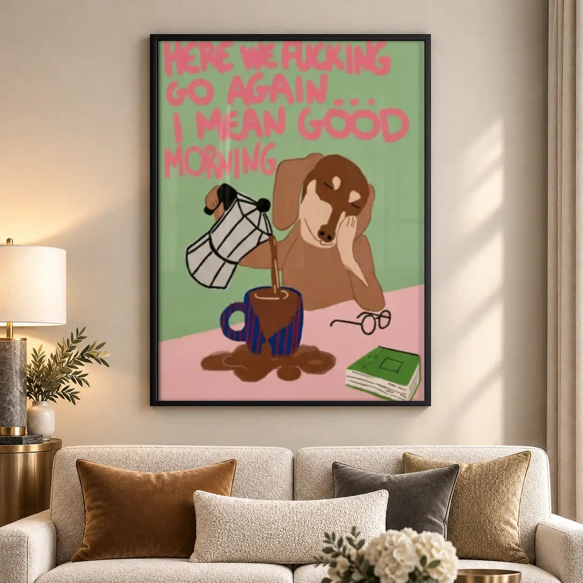Good Morning Coffee Spill Dog Wall Art 5