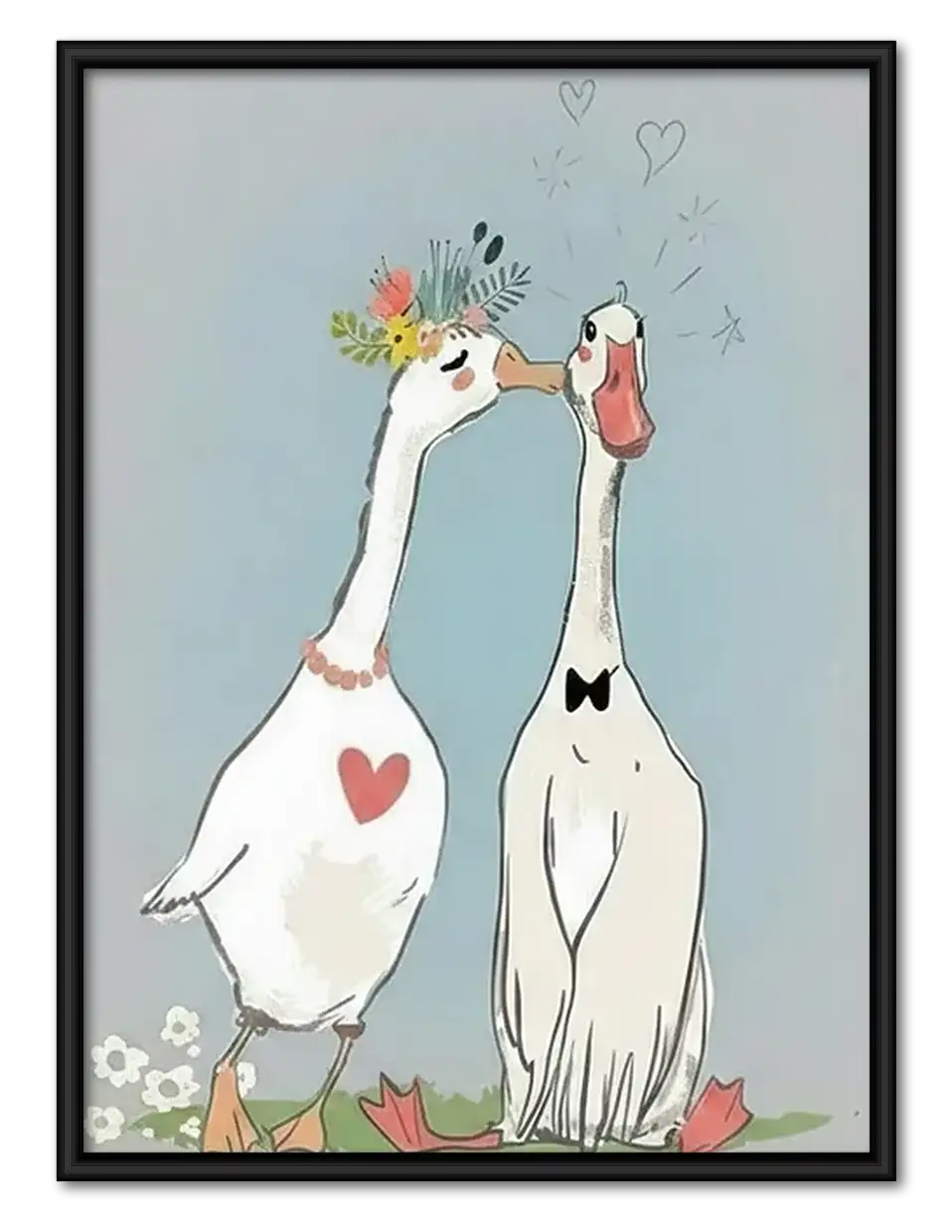 Goose Couple with Red Heart Wall Art 1