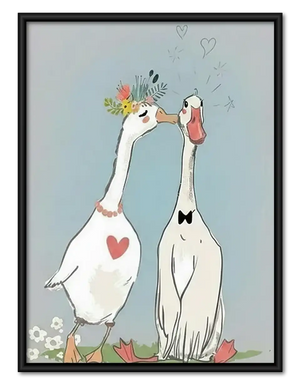 Goose Couple with Red Heart Wall Art