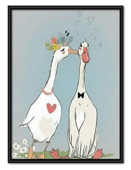 Goose Couple with Red Heart Wall Art
