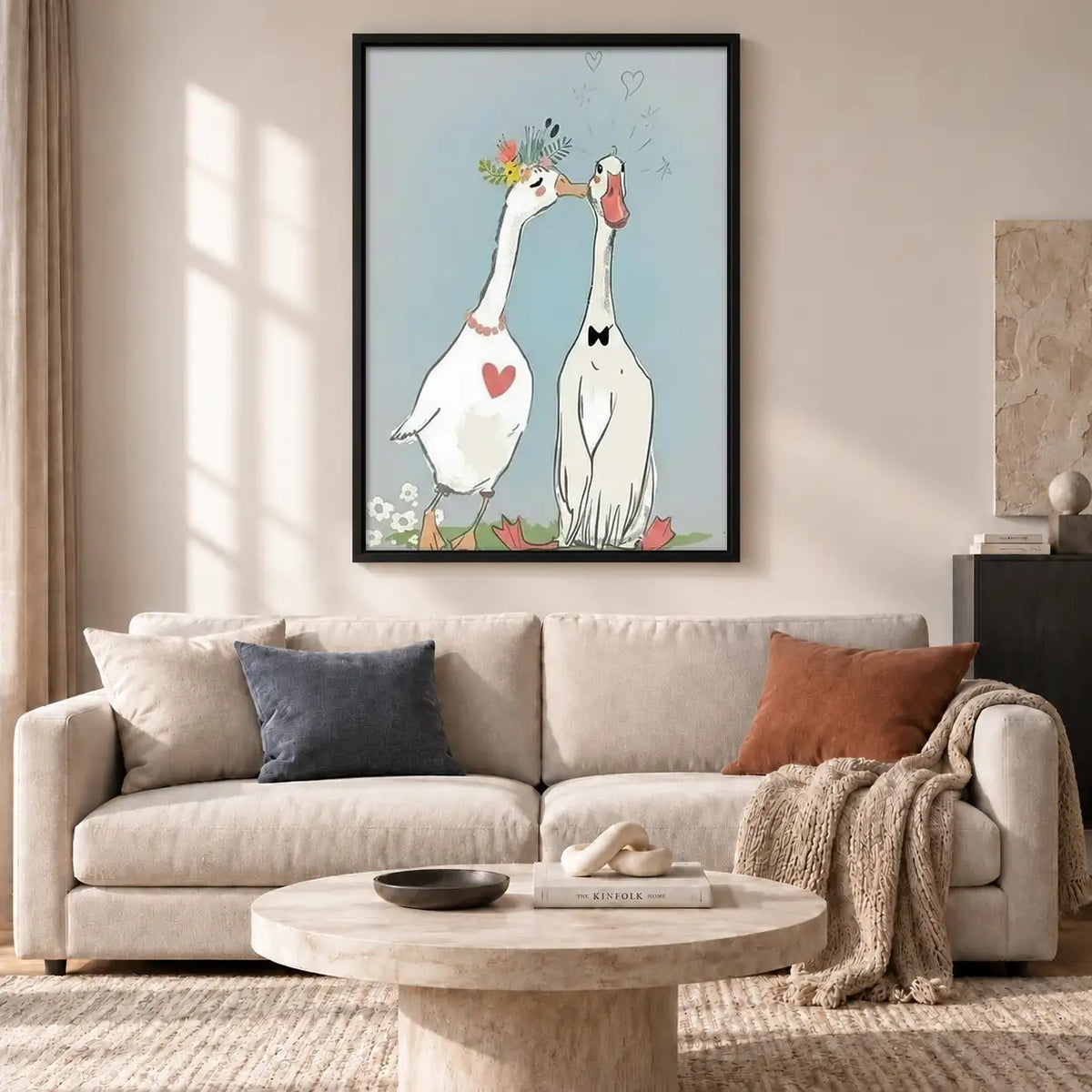 Goose Couple with Red Heart Wall Art 2