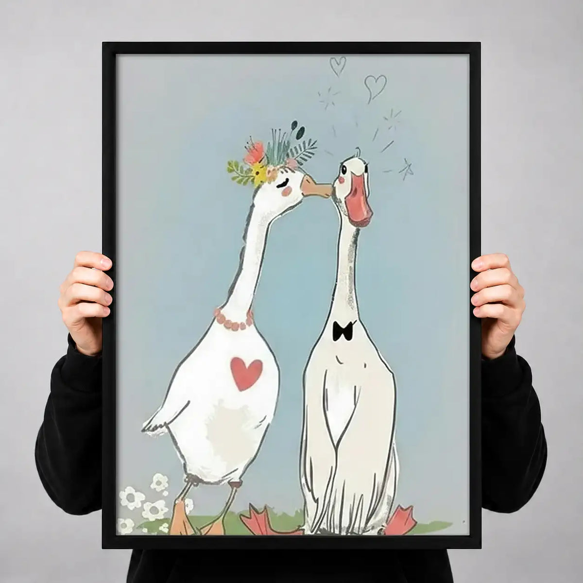 Goose Couple with Red Heart Wall Art 3