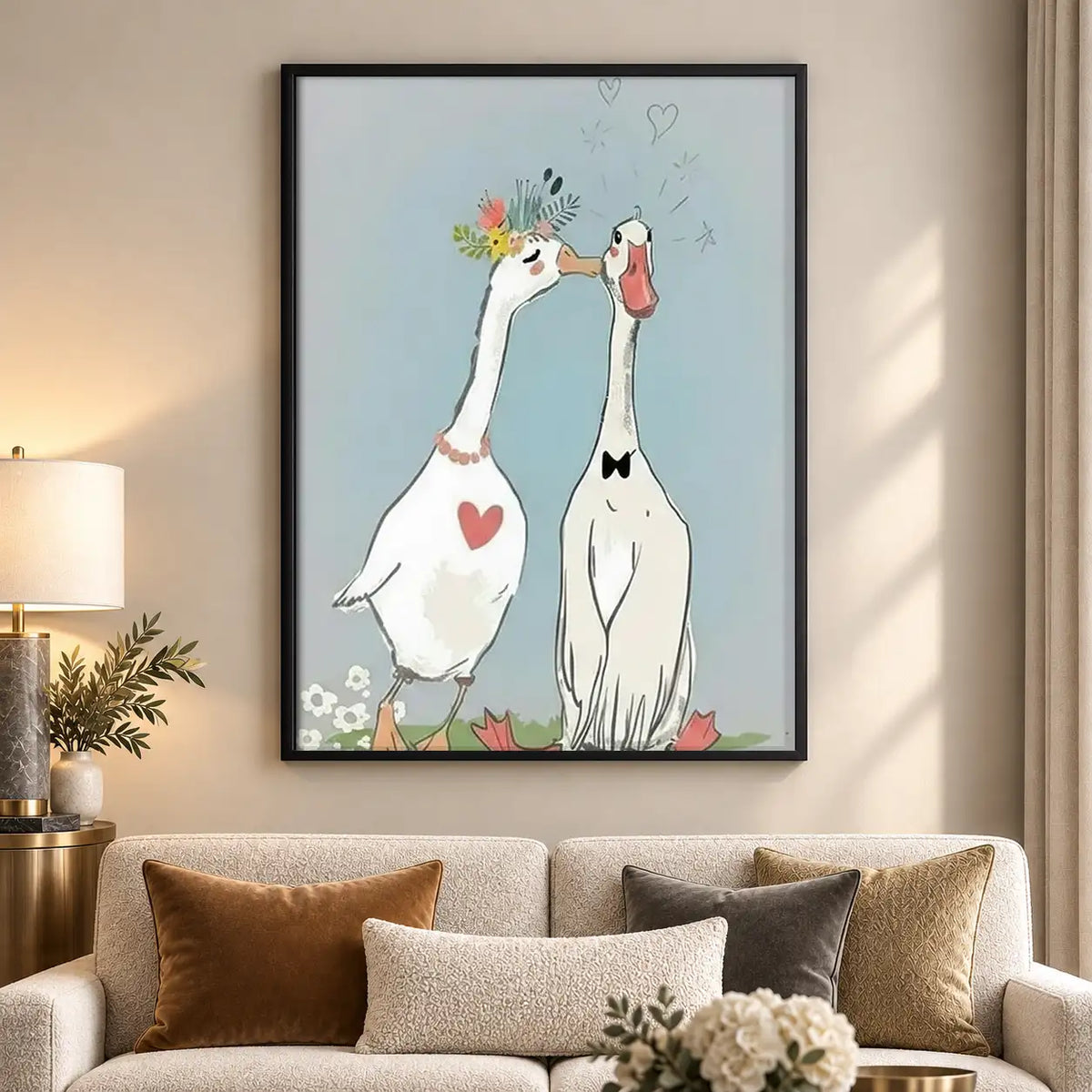 Goose Couple with Red Heart Wall Art 5