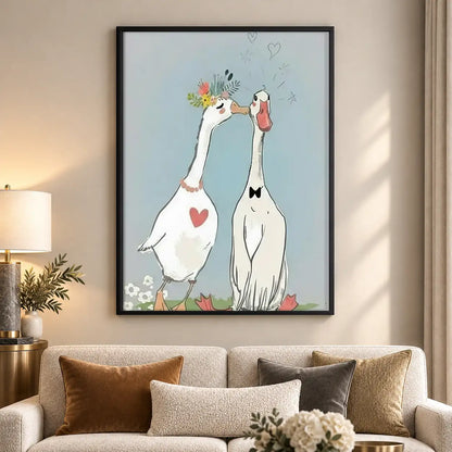 Goose Couple with Red Heart Wall Art 5