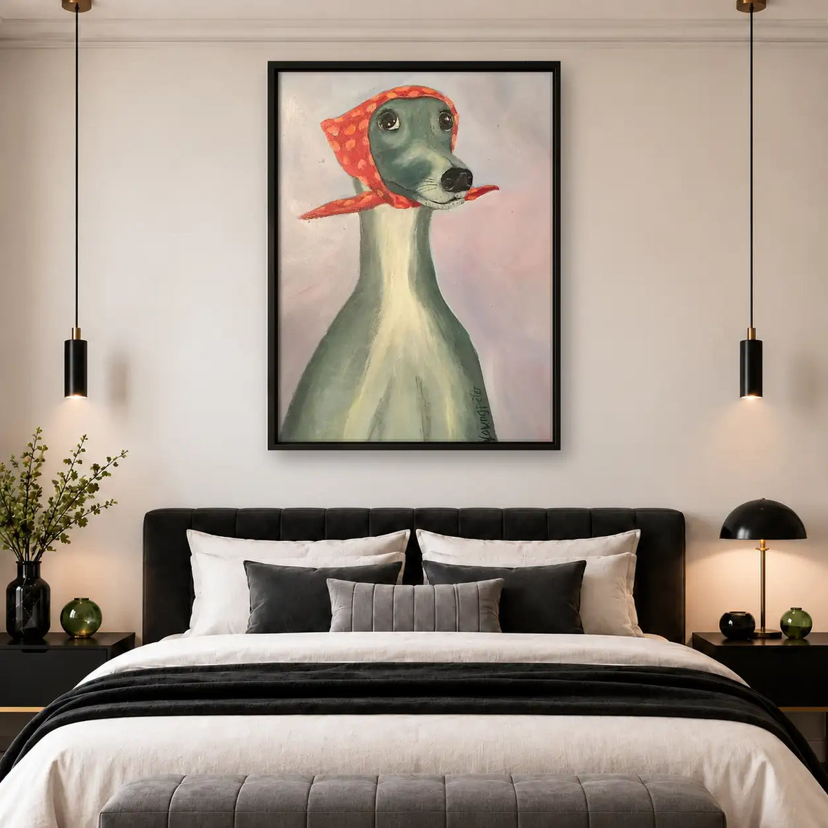Goose Wearing Red Scarf Portrait Wall Art 4
