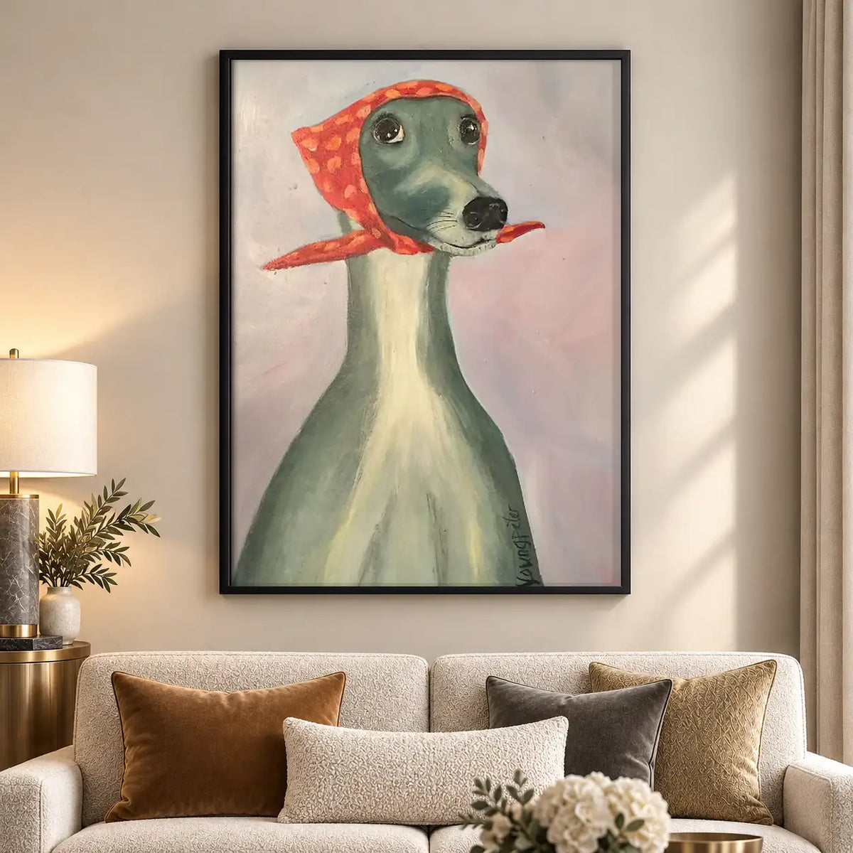 Goose Wearing Red Scarf Portrait Wall Art 5
