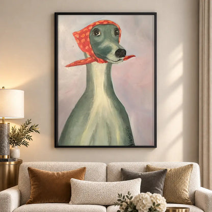 Goose Wearing Red Scarf Portrait Wall Art 5