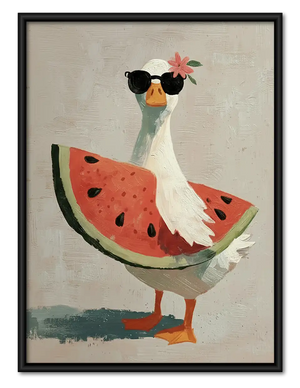Goose Wearing Watermelon Dress Wall Art