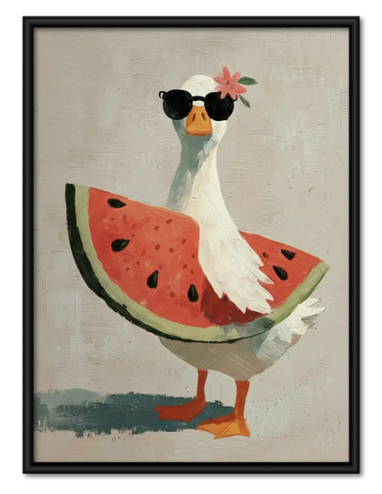 Goose Wearing Watermelon Dress Wall Art