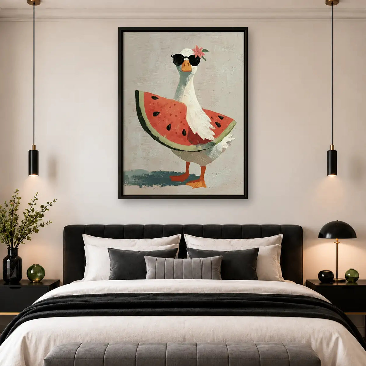 Goose Wearing Watermelon Dress Wall Art 4