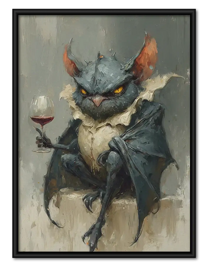 Gothic Owl Drinking Red Wine Wall Art