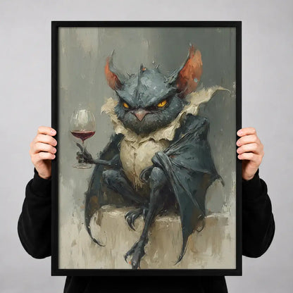 Gothic Owl Drinking Red Wine Wall Art 3