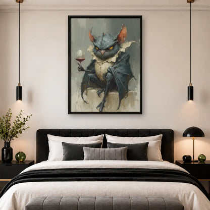 Gothic Owl Drinking Red Wine Wall Art 4
