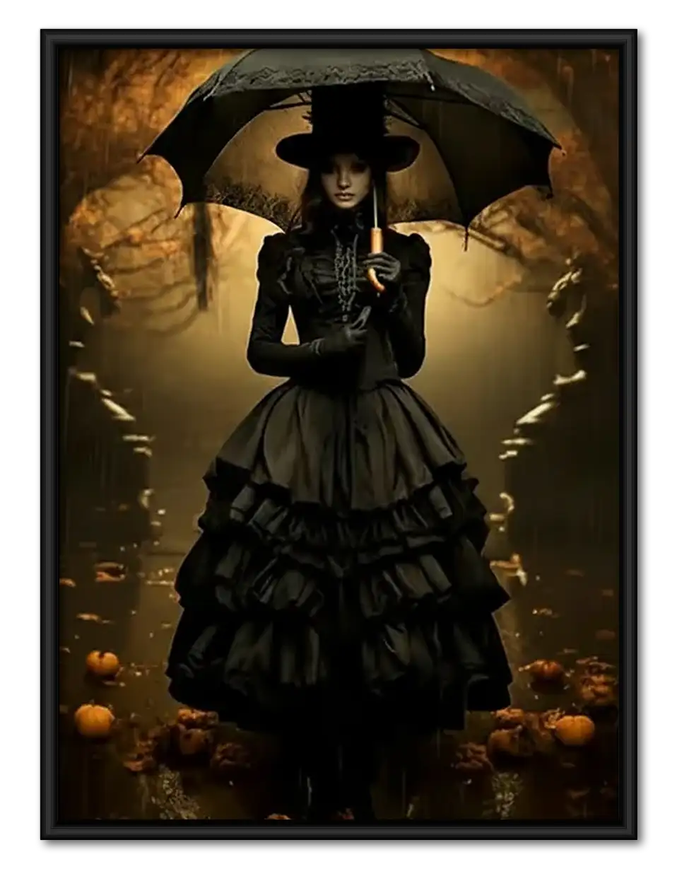 Gothic Witch beneath Umbrella Wall Art 1