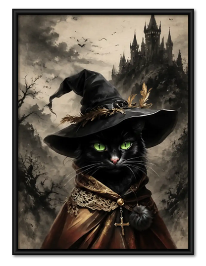 Gothic Witch Cat Portrait Wall Art 1