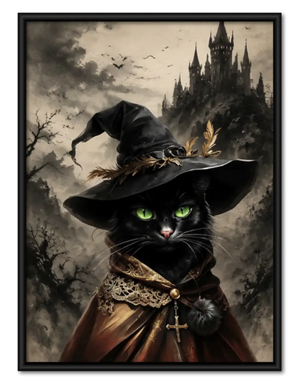 Gothic Witch Cat Portrait Wall Art