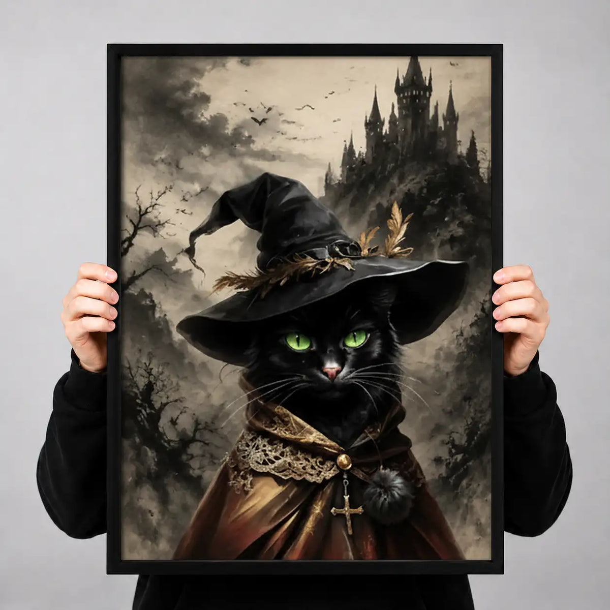 Gothic Witch Cat Portrait Wall Art 3