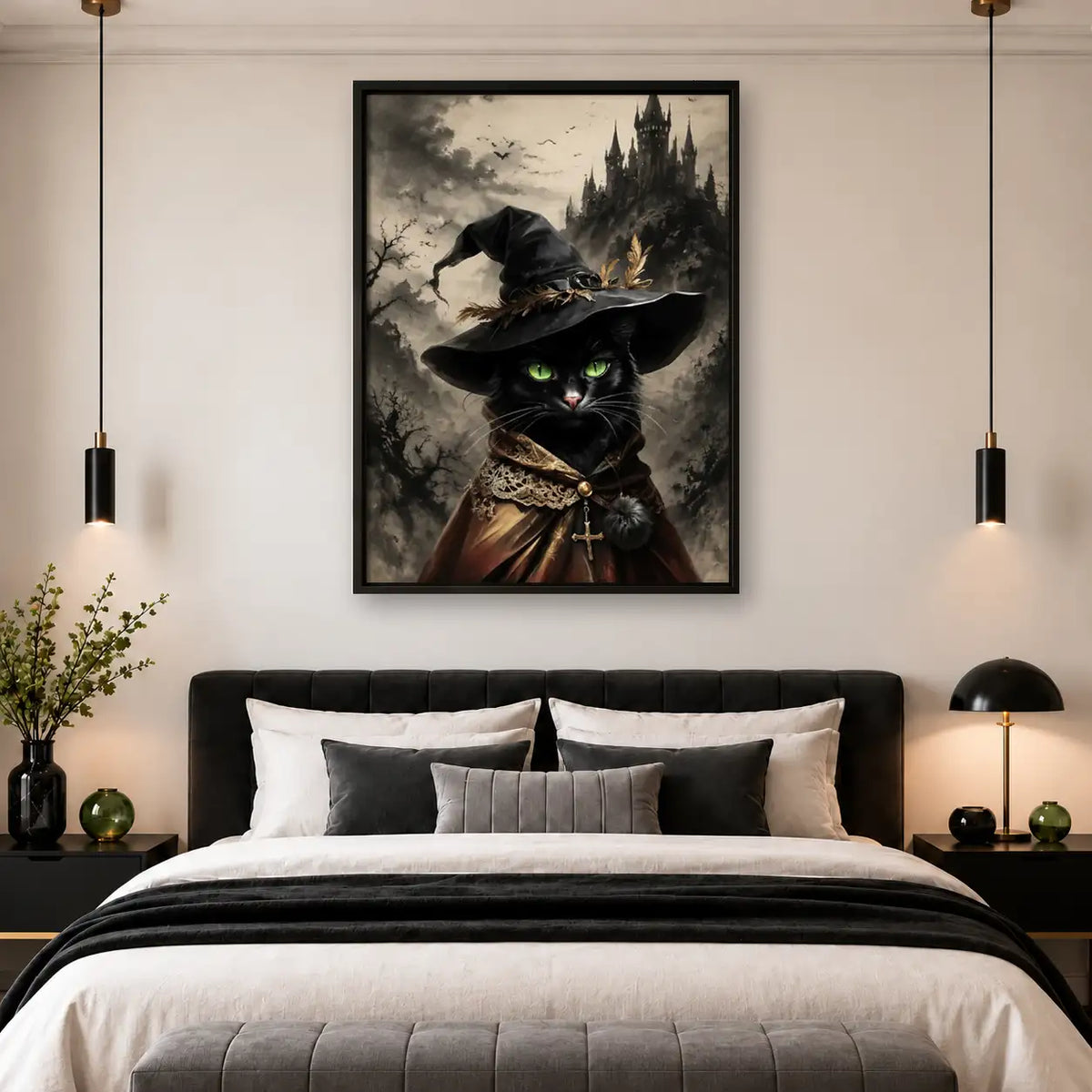 Gothic Witch Cat Portrait Wall Art 4