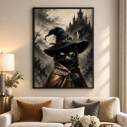 Gothic Witch Cat Portrait Wall Art 5