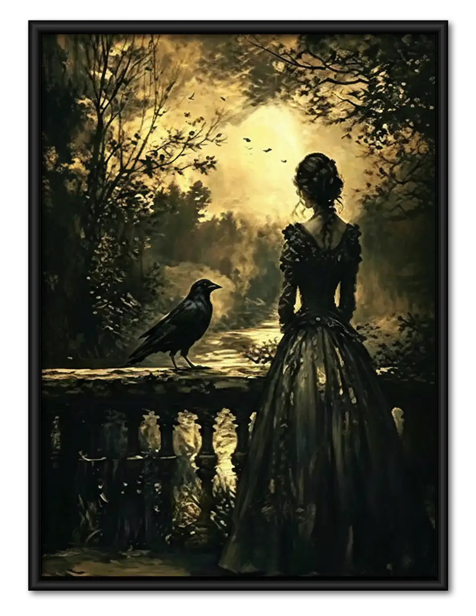 Gothic Woman with Ravens Wall Art 1