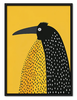 Graphic Black Bird on Yellow Wall Art