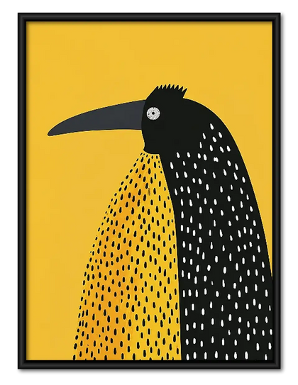 Graphic Black Bird on Yellow Wall Art