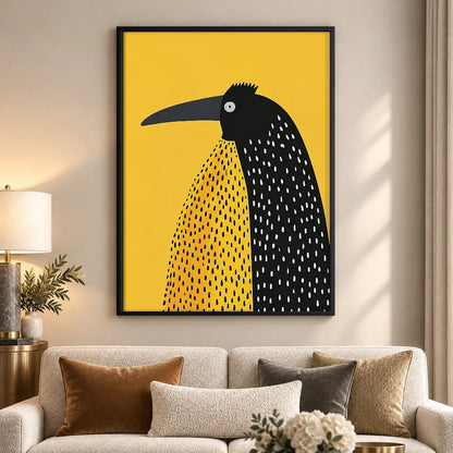 Graphic Black Bird on Yellow Wall Art 5